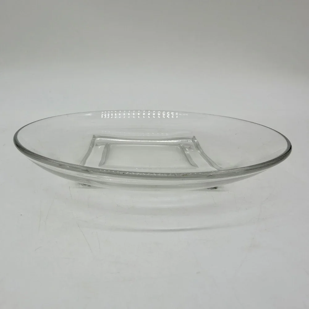 Cambridge Clear Glass Round Appetizer Plates with Square Center Set‎ of 7